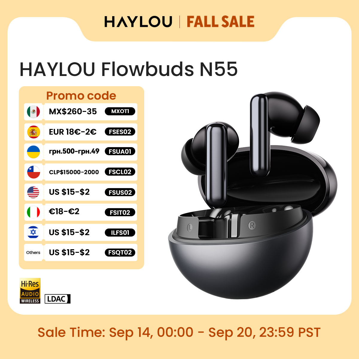 Type C Wired Earphones With Mic - Auricolari Wireless HAYLOU Flowbuds N55 con