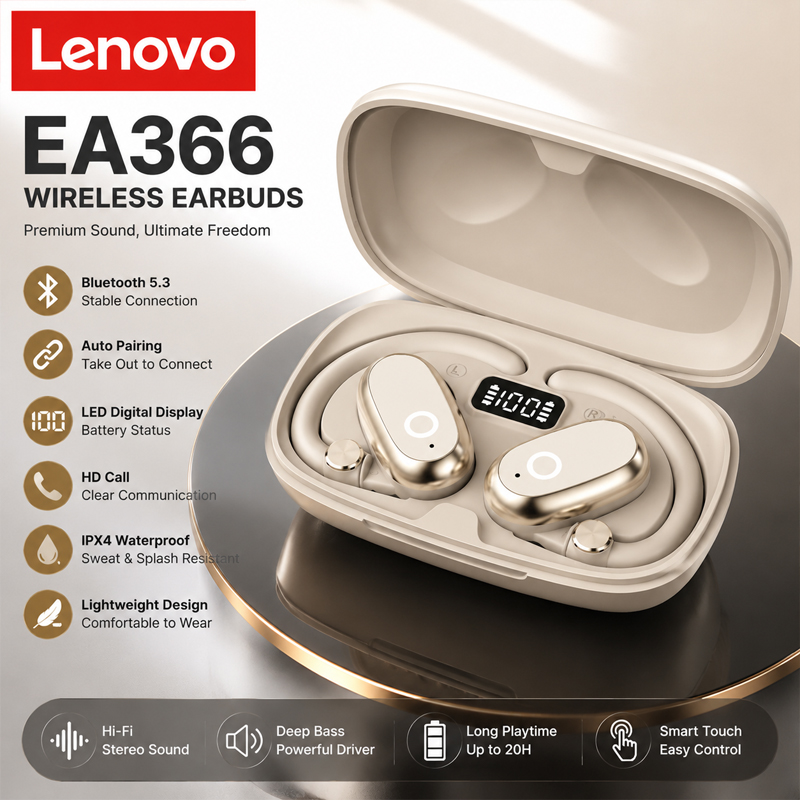 Anc Wireless Over Ear Headphones - Cuffie wireless Bluetooth Lenovo EA366 con