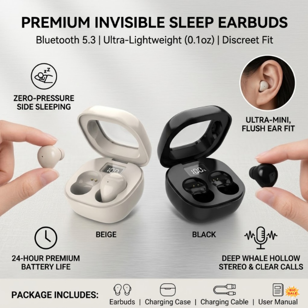 Sleep Mask Headphones Bluetooth - Auricolari Wireless TWS Ultra-Compatti Bluetooth 5.3,